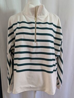 Dudley Stephens Marion Zip Women's Pullover Green White Long Sleeve Size M, New